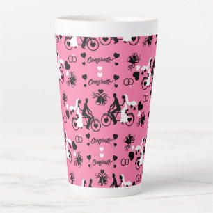 Tasse Latte Tandem Bicyclette Romantique Mariage Et Fiançaille