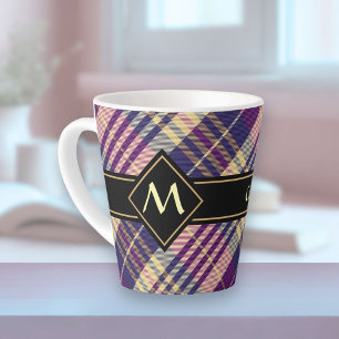 Tasse Latte Tartan mauve, or et bleu