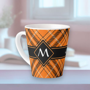 Tasse Latte Tartan orange d'Halloween