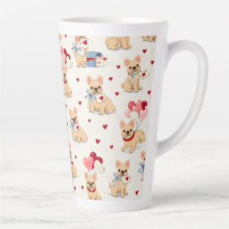 Tasse Latte Taza adorable de Bulldog Francés con corazones.