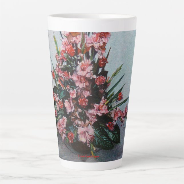Tasse Latte Taza De Café Latte Bodegón de flores (Devant)
