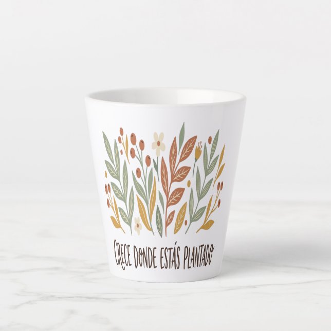 Tasse Latte Taza Latte Motivacional Flores Boho (Devant)
