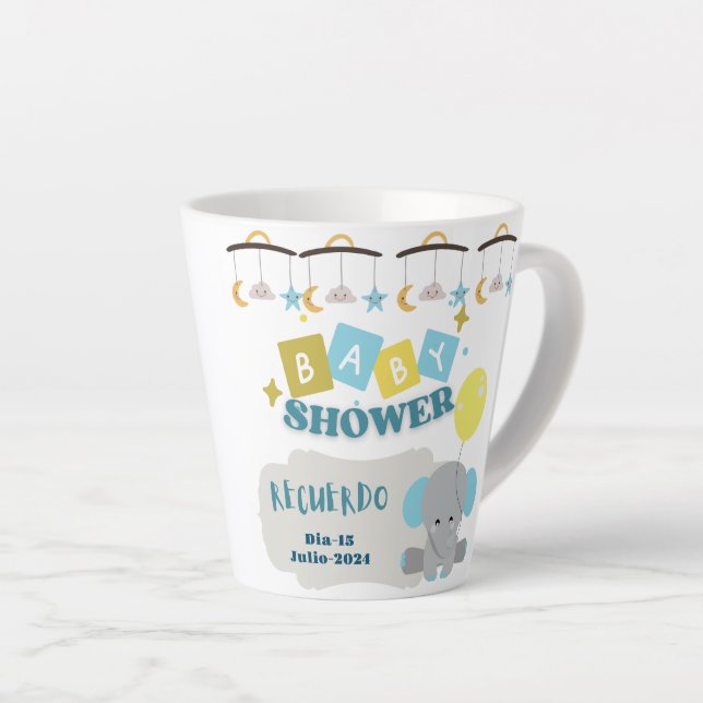 Tasse Latte taza recuerdo del baby shower  personalizada (Angle droit)