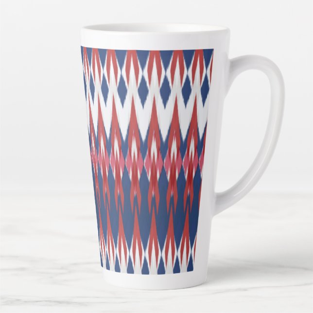 Tasse Latte Technique de l'Ikat Motif blanc bleu rouge Jacquar (Droite)