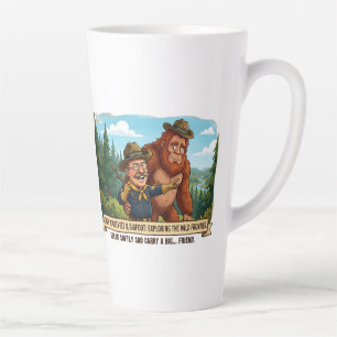 Tasse Latte Teddy Roosevelt et Bigfoot drôle caricature - Nat