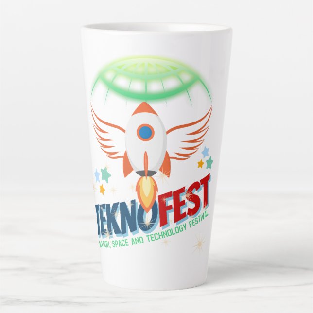 Tasse Latte TEKNOFEST Conception de fusée - Aviation et Techno (Devant)