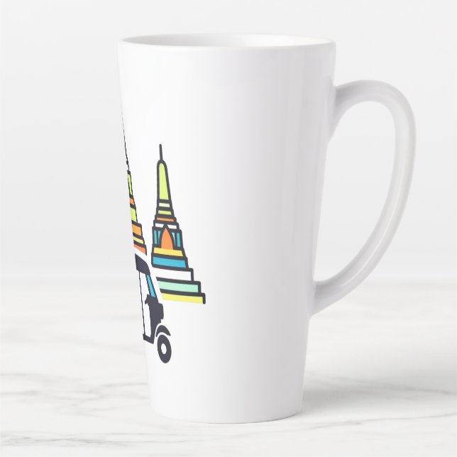 Tasse Latte Temples thaïlandais et tuk tuks (Droite)