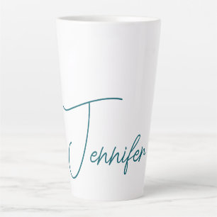 Tasse Latte Tendance sarcelle foncée Moderne Minimaliste Écrit