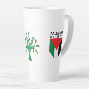 Tasse Latte Tenez-vous avec la Palestine, le drapeau et l'oliv
