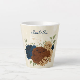 Tasse Latte terracotta marine floral 