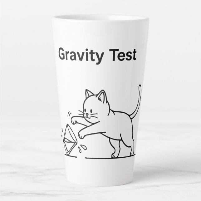 Tasse Latte Test de gravité avec un chat drôle | Science migno (Devant)