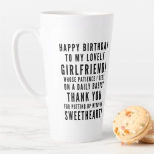 Tasse Latte Test de petites amies patience heureux anniversair