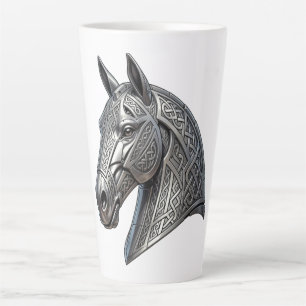 Tasse Latte Tête de cheval argentée celtique majestueuse avec 