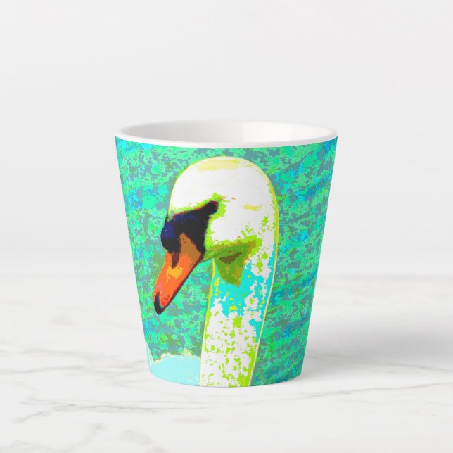 Tasse Latte Tête de cygne blanche majestueuse (Devant)