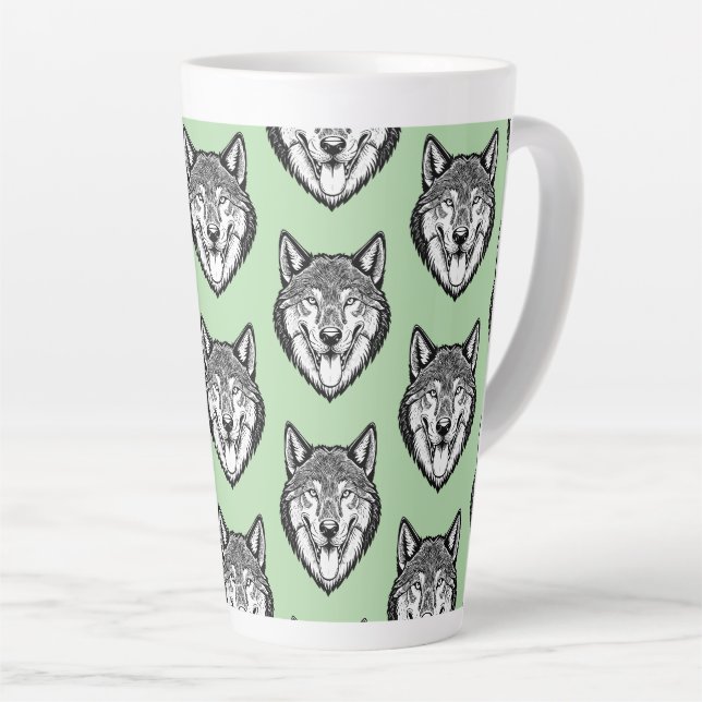Tasse Latte Tête de loup de face (Angle droit)