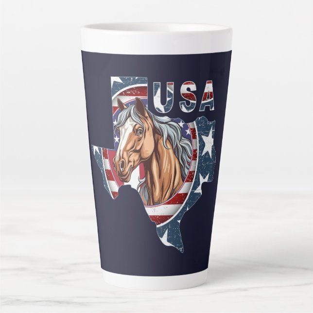 Tasse Latte Texas State Outline USA Horse (Devant)