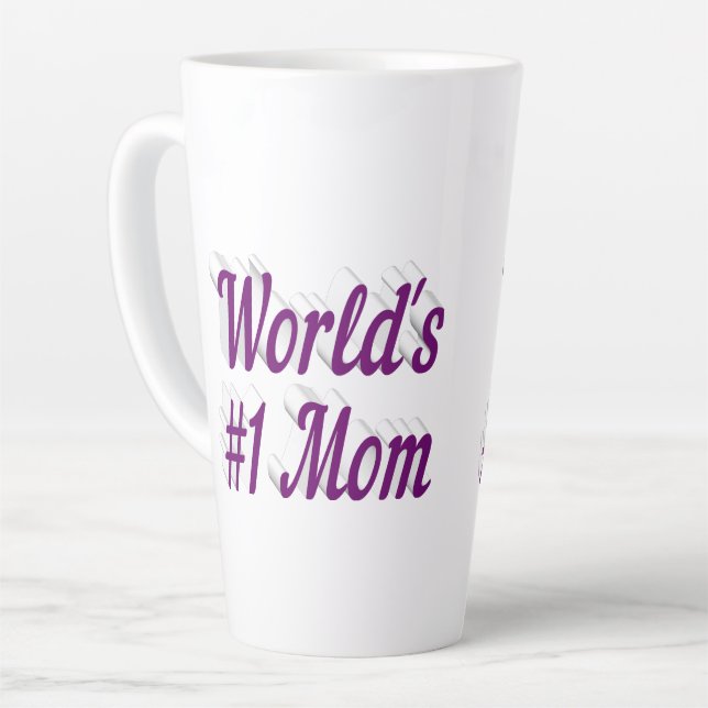 Tasse Latte Texte mauve maman (Angle gauche)