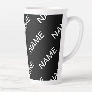 Tasse Latte Texte personnalisable   Bold Modern Black & White