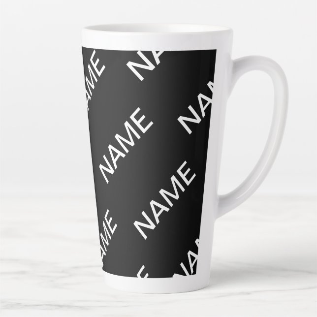 Tasse Latte Texte personnalisable | Bold Modern Black & White (Droite)