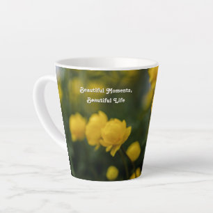 Tasse Latte Texte personnalisé & esthétique moderne fleurs dou