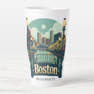 Tasse Latte Texte personnalisé Massachusetts Boston