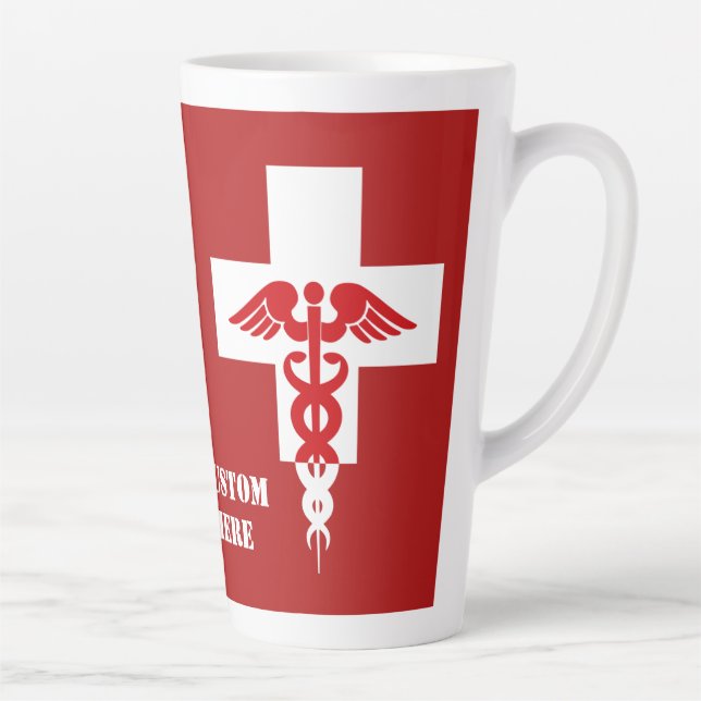 Tasse Latte Texte personnalisé Médicale professionnel (Droite)