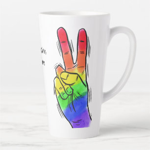 Tasse Latte Texte personnalisé Rainbow Peace