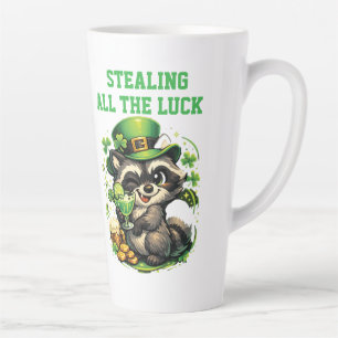 Tasse Latte Texte personnalisé Raton laveur drôle Saint-Patric