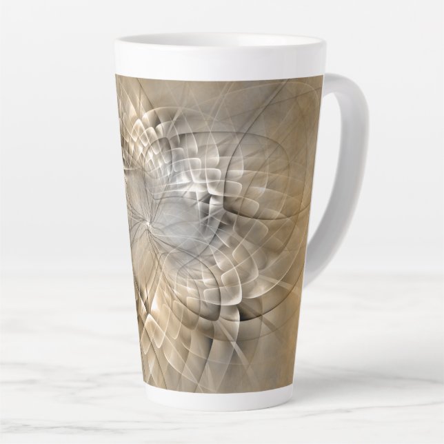 Tasse Latte Texture d'art fractal abstrait tons de terre (Angle droit)