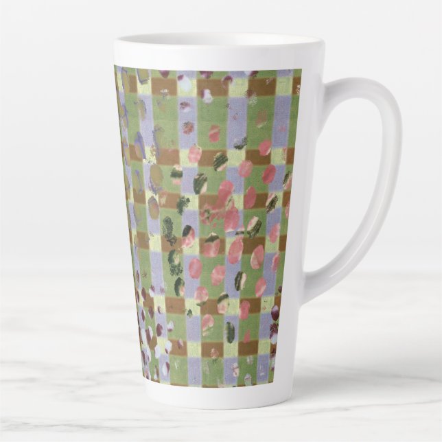 Tasse Latte Textured Pointillism Grid Pattern Artwork (Droite)