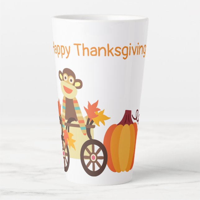 Tasse Latte Thanksgiving de singe de choc lunaire (Devant)