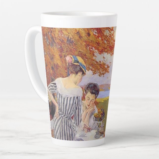 Tasse Latte Thé dans le jardin d'automne Art vintage (Angle gauche)