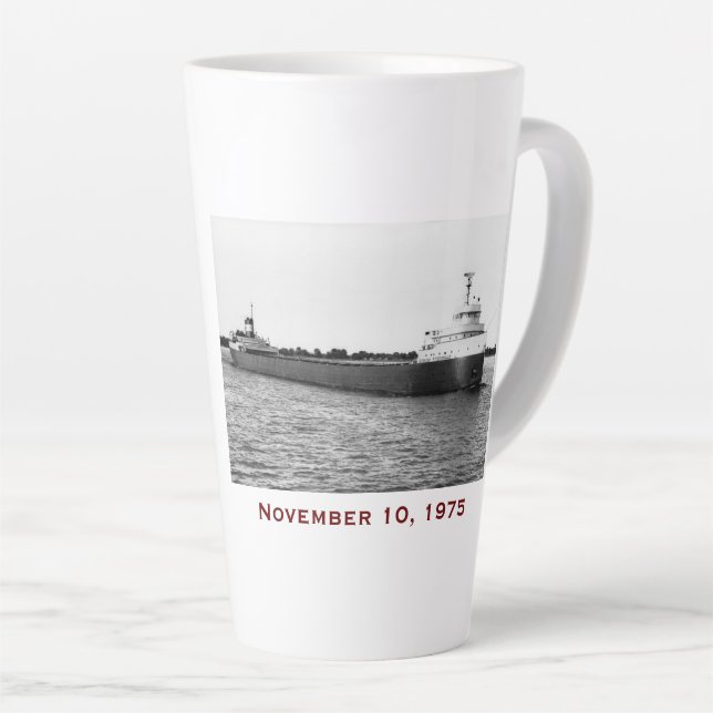 Tasse Latte The Edmund Fitzgerald with Crew Names (Angle droit)