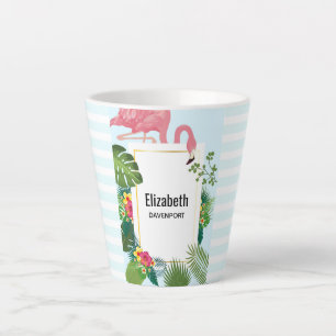 Tasse Latte Thème Tropical Flamant rose Rose Cute