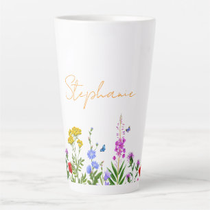 Tasse Latte Thermos à café en acier inoxydable à fleurs sauvag