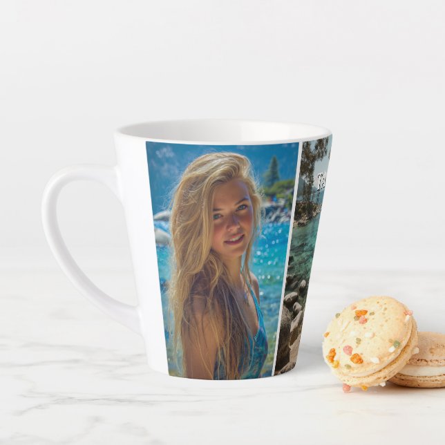 Tasse Latte Three Vertical Strip Boho Photo (En situation)