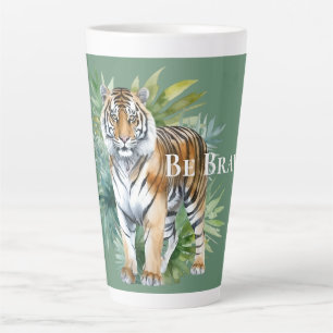 Tasse Latte Tigre avec Feuille