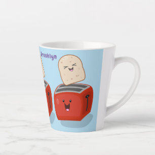 Tasse Latte Toast de Cute kawaii et dessin animé de grille-pai