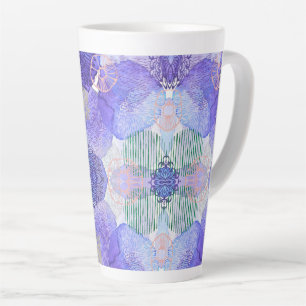 Tasse Latte Tons de lavande et de fleurs Abstraites vertes