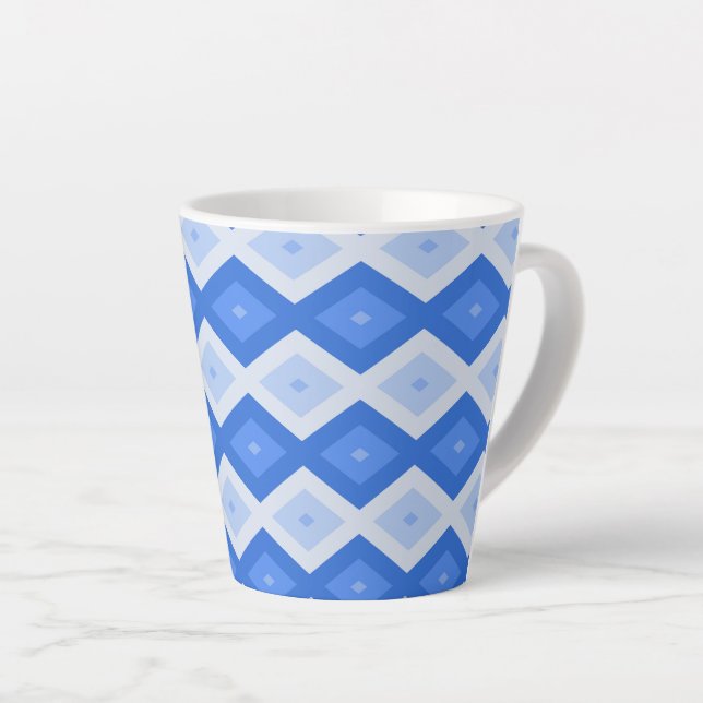 Tasse Latte Tons de motif de diamant bleu (Angle droit)