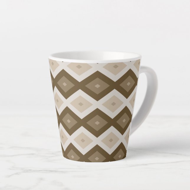 Tasse Latte Tons de motif diamant brun (Angle droit)