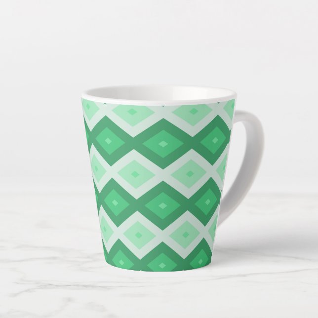 Tasse Latte Tons de motif diamant vert (Angle droit)