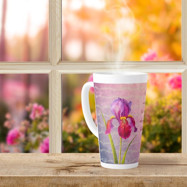 Tasse Latte Tons Violet Fleur Iris vintage (Créateur téléchargé)