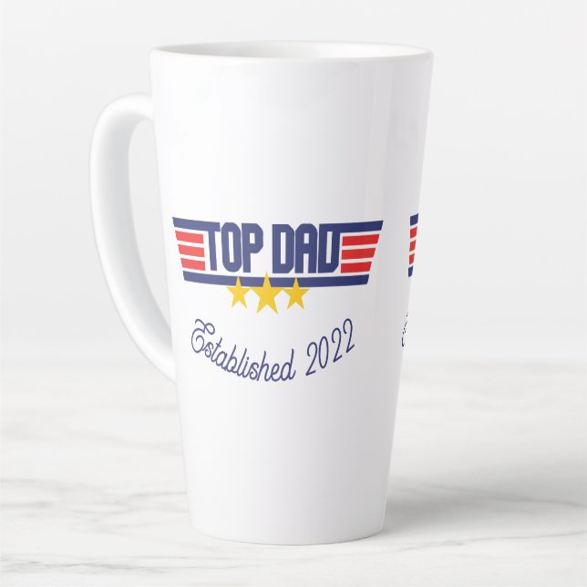 Tasse Latte Top Papa avec date d'établissement modifiable (Angle gauche)