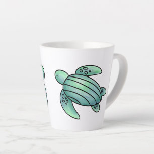 Tasse Latte tortue de mer peinte à l'aquarelle dessin animé bl