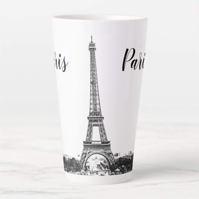 Tasse Latte Tour Eiffel noir et blanc (Devant)