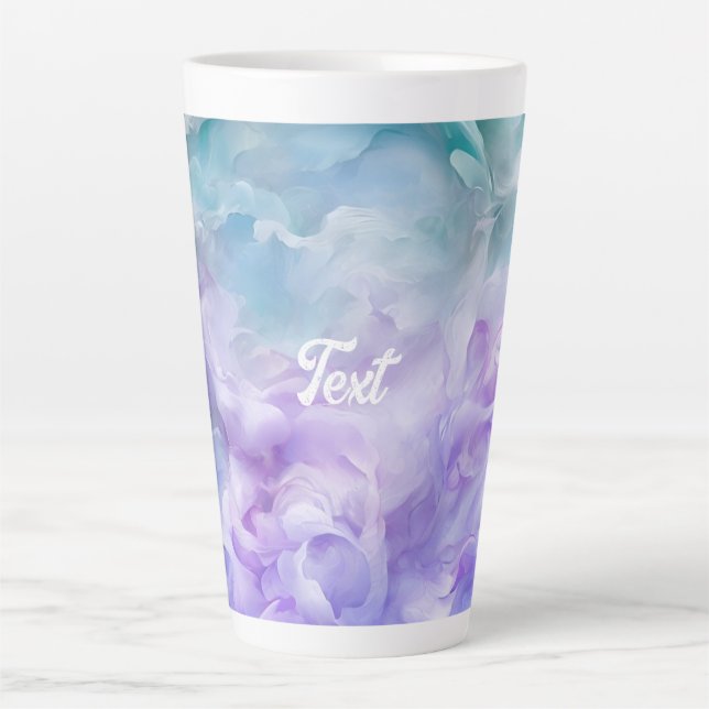 Tasse Latte Tourbillon de nuage bleu et violet (Devant)