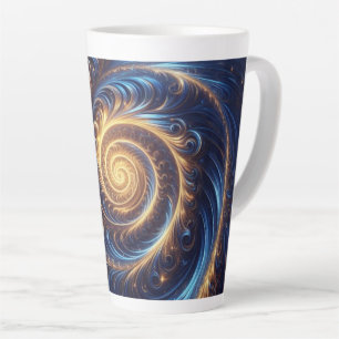 Tasse Latte Tourbillons de bleu royal et d'or dans un espace a