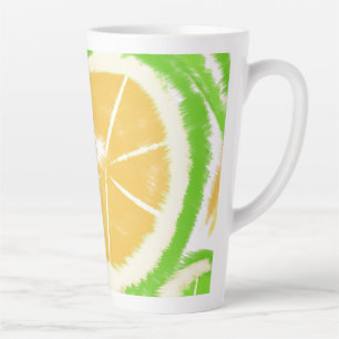 Tasse Latte Tourbillons de tranches de citron vert abstrait