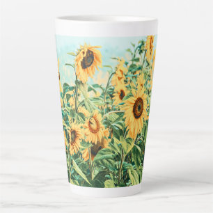 Tasse Latte Tournesol Jaune Turquoise Art Design